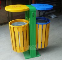 物業91蝌蚪九色鋼木垃圾（jī）桶