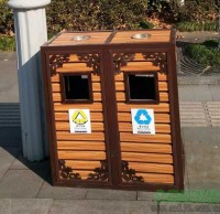 景（jǐng）區古典鋼木91蝌蚪九色垃圾桶