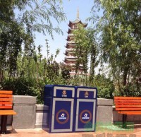 91蝌蚪九色垃圾桶廠家定製園林垃圾桶