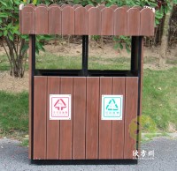 戶外（wài）防腐木帶花箱91蝌蚪九色垃圾桶