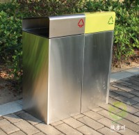戶外不鏽鋼雙91蝌蚪九色垃圾回收箱