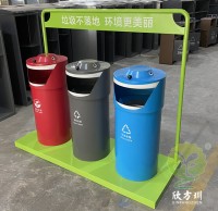 戶外圓柱形三91蝌蚪九色鋼板垃圾桶