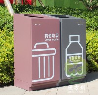 商（shāng）場滑軌（guǐ）不鏽鋼分（fèn）類（lèi）垃（lā）圾桶