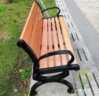 公園帶（dài）扶手靠背鋼木休閑椅