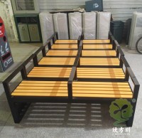 帶扶手噴塑（sù）鋼板（bǎn）鋼木休閑椅