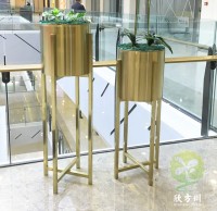 商場電鍍土豪金不鏽鋼花架