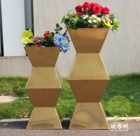 室內鏡麵鈦金不鏽鋼花盆組合