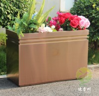 戶（hù）外拉絲玫（méi）瑰（guī）金不鏽鋼方形花盆