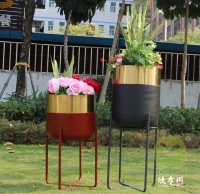 拉絲鈦金噴塑不鏽鋼（gāng）花盆組合