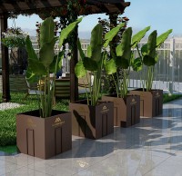 戶（hù）外方形噴塑不鏽鋼（gāng）花箱樹池