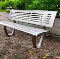 戶外廣（guǎng）場帶靠背不鏽鋼園（yuán）林椅