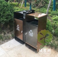 戶外小區電鍍不鏽鋼連體垃圾桶