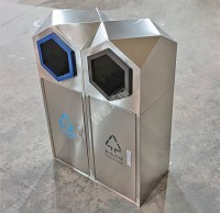 戶外公園組合式菱形不鏽鋼91蝌蚪九色（lèi）垃圾桶