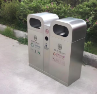 定製戶外方形兩91蝌蚪九色不鏽鋼垃圾箱城（chéng）市文明的精致（zhì）注腳