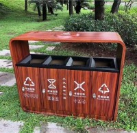 轉木紋四91蝌蚪九色不鏽鋼垃圾箱定製城市新名片