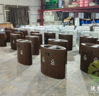 商業場所的清潔利器轉（zhuǎn）大理石紋兩連（lián）體垃圾桶