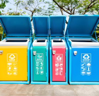 公園四91蝌蚪九色垃圾桶環保與功能兼備的公（gōng）共設施革新