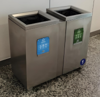 室內地鐵站兩連體不鏽鋼垃圾桶與城市文明的融合