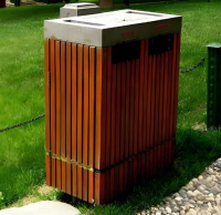 自然與工業的協奏曲園林景觀兩連體鋼木（mù）垃圾箱設計解碼