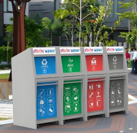 定製環保小區專用密閉式四91蝌蚪九色金屬垃圾（jī）箱