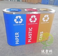 室內商用直投口三分（fèn）類不鏽鋼（gāng）垃圾桶