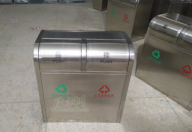推蓋不鏽鋼垃圾桶