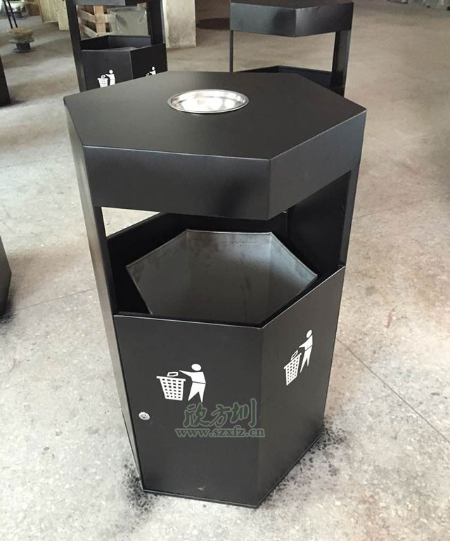 六邊形鋼製垃(lā)圾桶 六邊形鋼製垃圾桶(tǒng)