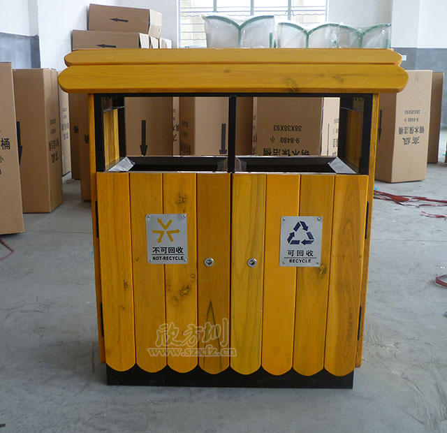 仿古屋形鋼木垃(lā)圾桶 仿古屋形鋼木垃圾桶