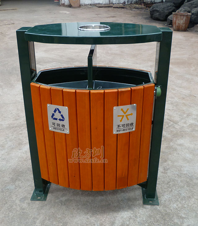 搖擺式（shì）鋼木（mù）垃圾桶